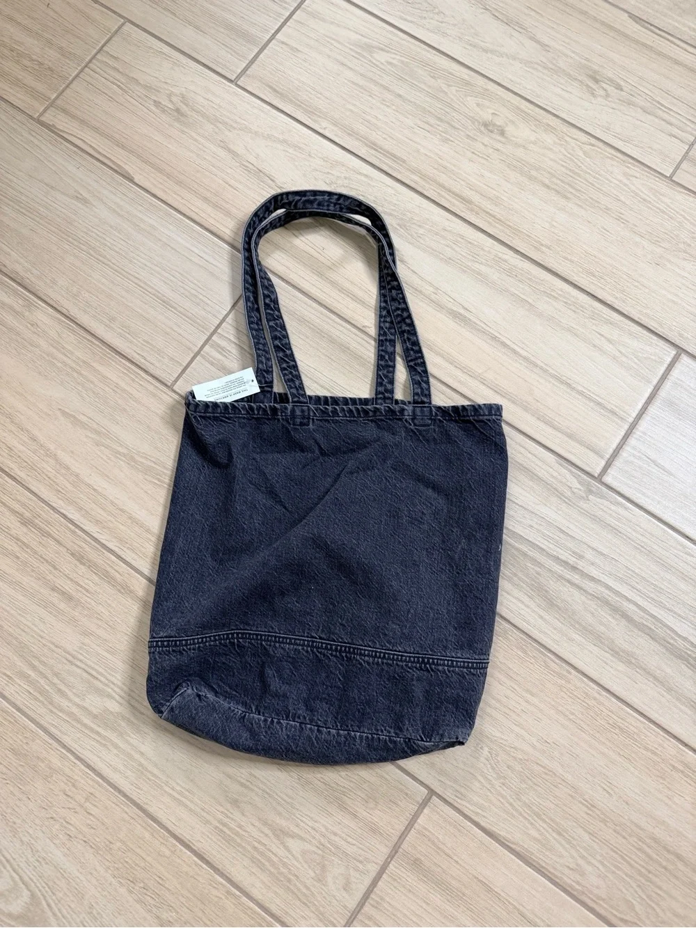 American Eagle NWT Black Denim Tote Bag Graphic Shopper Book Beach Shoulder Bag